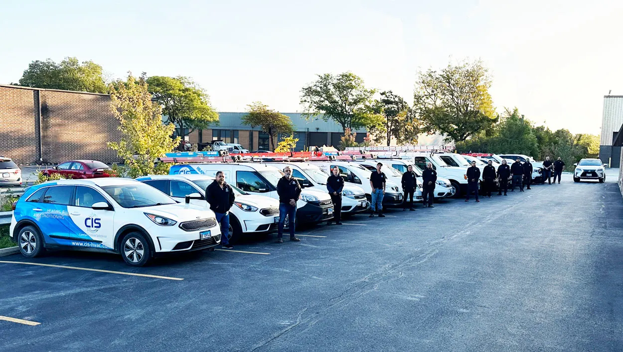 Comfort Indoor Solutions crew and trucks in Bensenville, Illinois